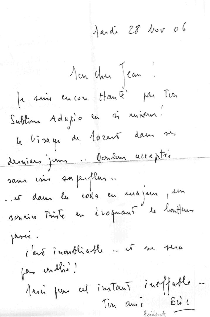 Courrier d'Eric Heidsieck du 28 novembre 2006