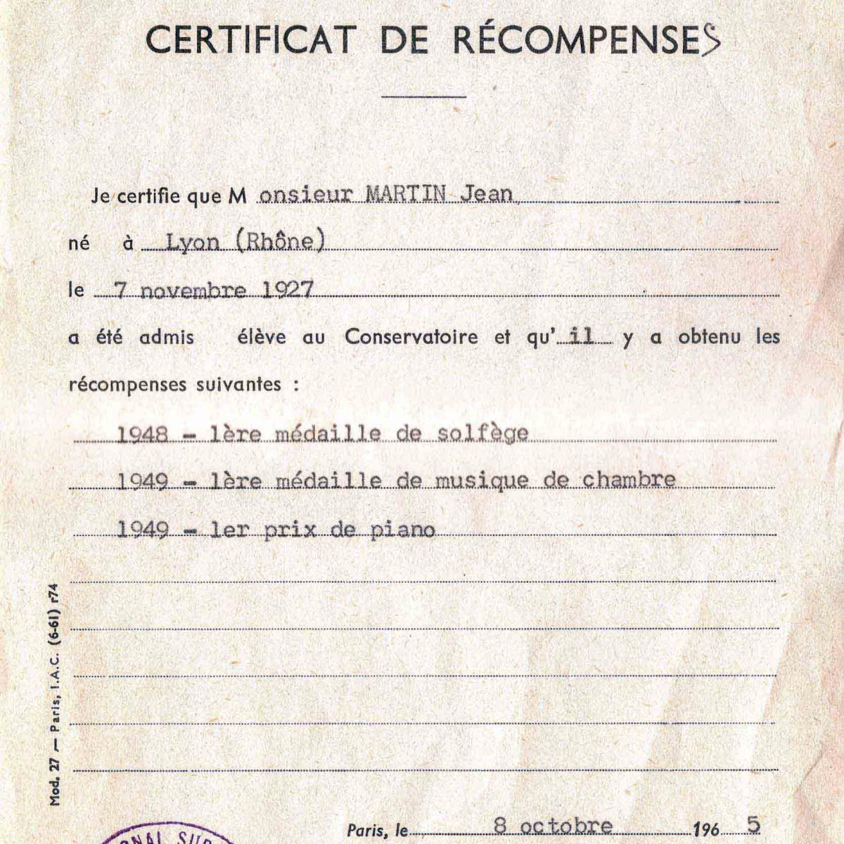 Récompenses au CNSM